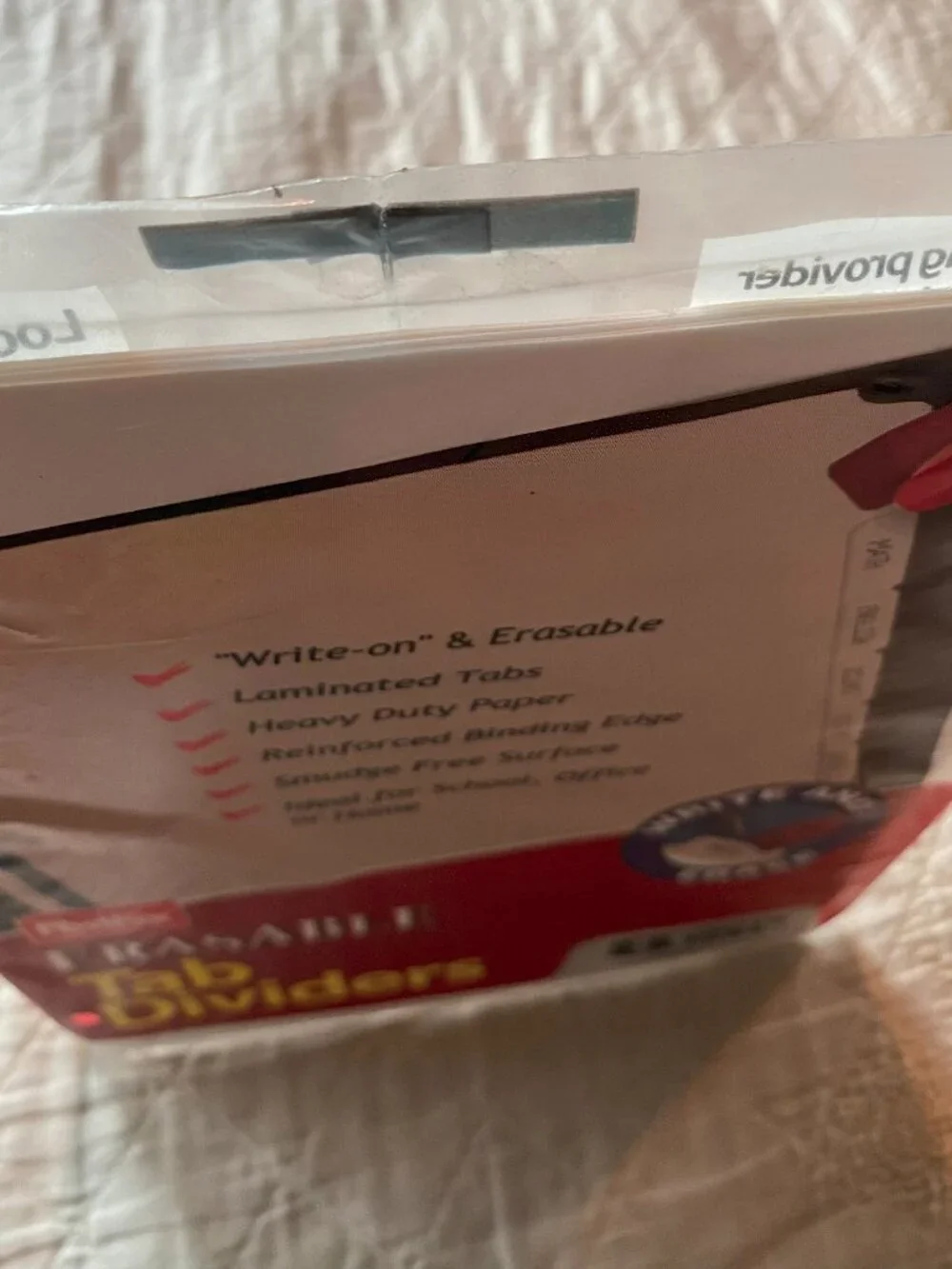 Postfax Erasable Tab Dividers- 8 white tabs- NEW!